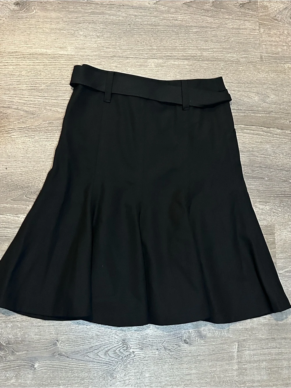 ZARA Black A-Line Flare Skirt Size 6 High Waisted Casual Career with Tie Belt
